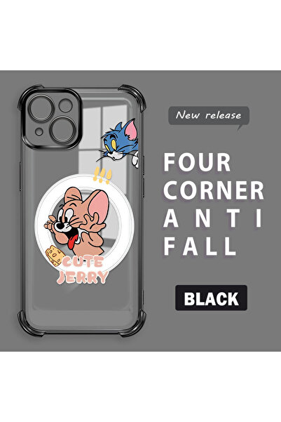 ucuc حافظة حماية شفافة من السيليكون متوافقة مع هاتف iPhone 14، توم وجيري