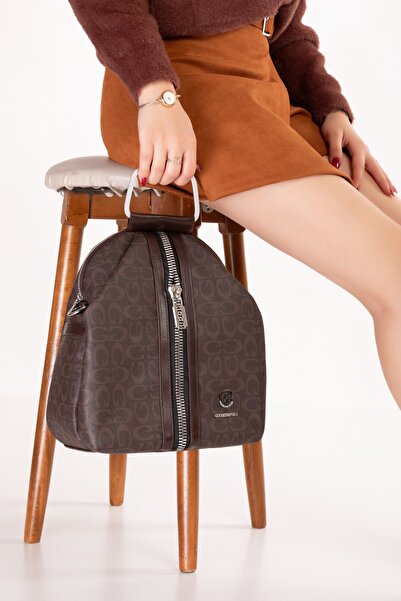 Gondol Women's Metal Handle Daily Handbag and Backpack Gp.1110 Brown