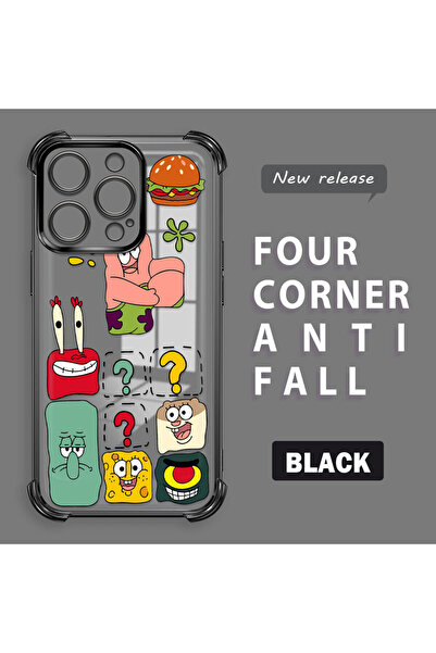 ucuc حافظة حماية من السيليكون الشفاف المتوافقة مع هاتف iPhone 14 Pro، سبونج بوب