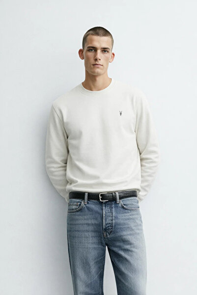 MATERIAL Ανδρικό φούτερ με λαιμόκοψη Crew Neck Basic Ecru