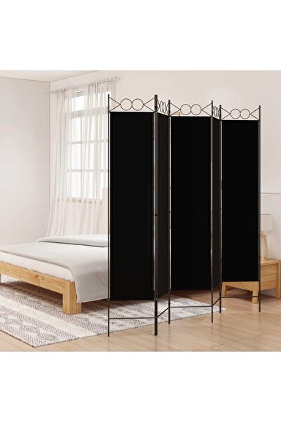 vidaxl 5-Panel Room Divider Black 200x200 cm Fabric