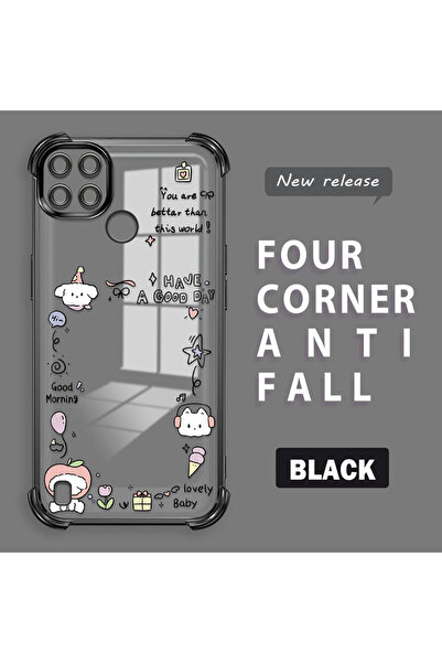 ucuc حافظة حماية من السيليكون الشفاف المتوافقة مع Realme C21Y/C25Y بنمط إبداعي