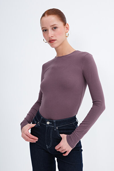 Addax Crew Neck Basic Blouse B1496-Dk2