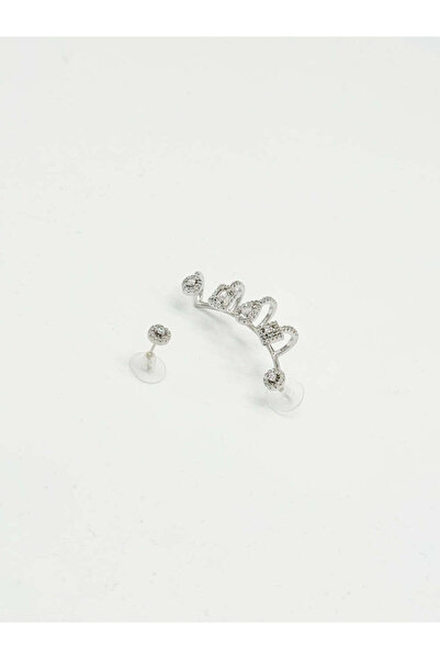 Miruva Stoned Cartilage Earrings and Mini Ball Earrings Set – Stylish Silver ...