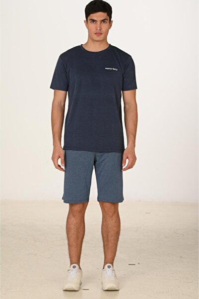 Marco Ferry Men's Cotton Pique Crew Neck T-Shirt Navy Blue 5012-L
