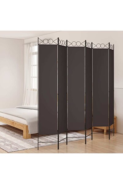 vidaxl 6-Panel Room Divider Brown 240x220 cm Fabric