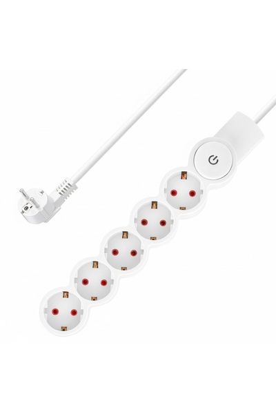 Techmaster Current Thermal Child Protection 5-Plug Socket 2 Meter Cable 2500W...