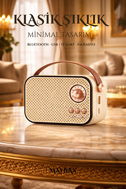 Maybax Mini Nostaljik Radyo Bluetooth TF Kart USB FM Radyo Destekli Kablosuz ...