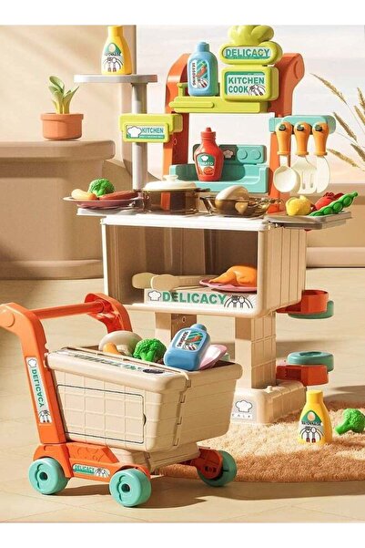 Generic 2-in-1 Pretend Shopping Cart T+ Kitchen Game Toy Set 42PCS Children's...