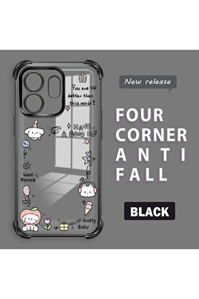 ucuc حافظة حماية من السيليكون الشفاف المتوافقة مع Infinix Hot 50i، نمط إبداعي