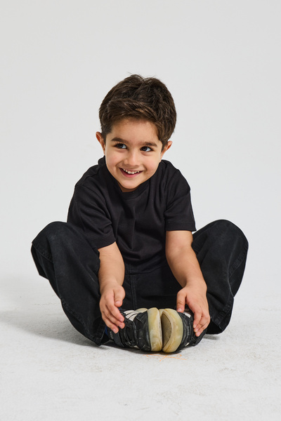 poozkids Children's Plain Short Sleeve T-Shirt – Soft Cotton Basic Model