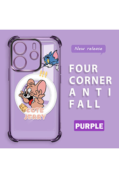 ucuc حافظة حماية من السيليكون الشفاف المتوافقة مع هاتف Redmi Note 14، توم وجيري