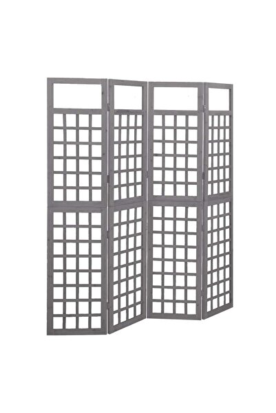 vidaxl 4-Panel Room Divider/Trellis Solid Fir Wood Grey 161x180 cm