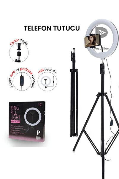 post alley 10"inç Ring Light Youtuber Tiktok Çekim Işıklı Telefon Tutucu Infl...