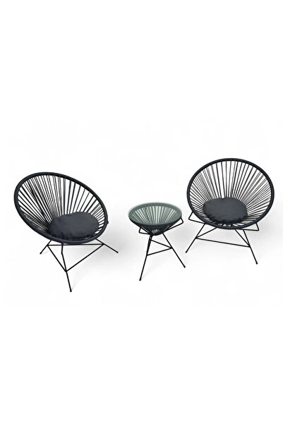 ALCHAİR Hayseçdem Serisi 1. Sınıf İp Örgü Krem Minderli Bahçe Takımı, Balkon ...