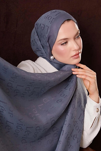 Levidor Text Printed Nai̇a Jacquard Shawl - Gray