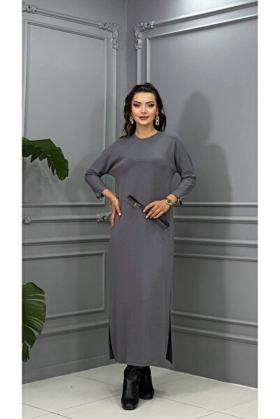 Genesis cannes Cannes Dora Belted Long Sleeve Maxi Length Gray Dress - Bitter