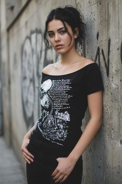 Karakedi Black Skulls Letter Love Body Cyber ​​Grunge Madonna Collar Y2K Shor...