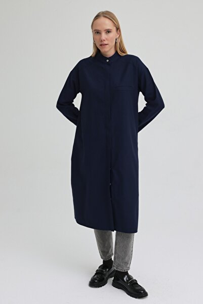 QANU Риза с един джоб, тъмносиня