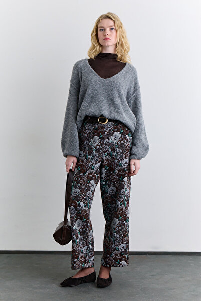 Manuka Jacquard Patterned Trousers Brown