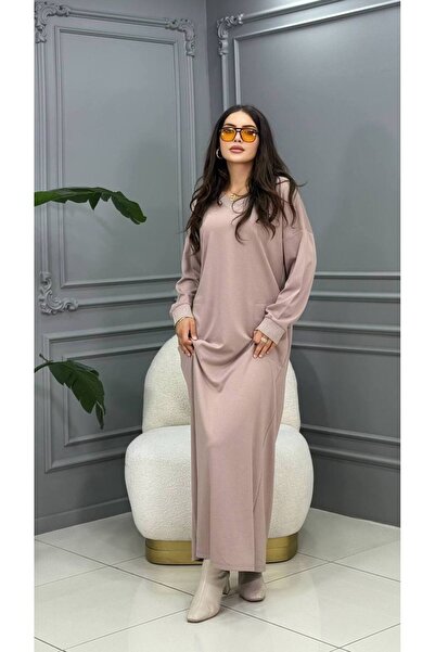 Genesis cannes Cannes Dalia Beige Stretch Fabric V-Neck Dress - Soft Texture ...