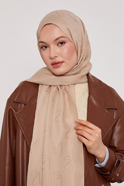 LuvenSara Lyocell Naia Jakarlı Şal | Bej Işıltısı