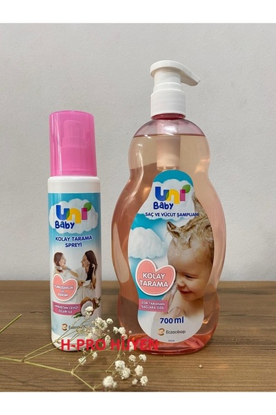 Uni Baby KOLAY TARAMA SETİ, ŞAMPUAN VE SAÇ SPREYİ