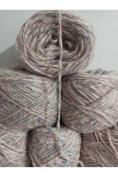İPEK YÜN İPLİK DÜNYASI Macaron Knitting Yarn (Cream) Bug (Blue, Pink) Glitter...
