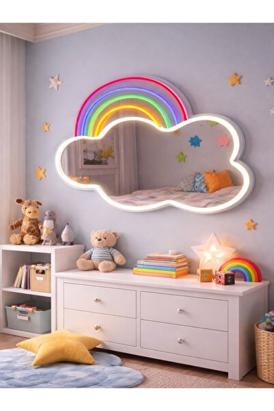 DHELEKTROMARKET Gök kuşağı Neon Pleksi Ayna 70x55 cm