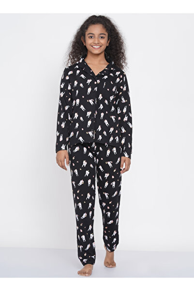 LAUREN SMITH Teen Girl's Pajama Set Long Sleeve Buttoned Top with pants 2 Pie...