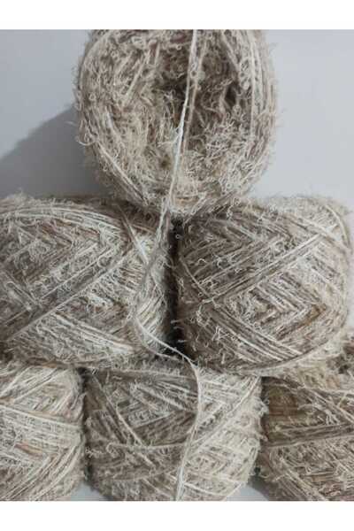 İPEK YÜN İPLİK DÜNYASI Angora (Cream,Camel) Short Beard (Cream) Mix 100Gr