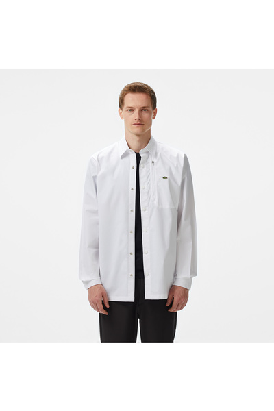 Lacoste Erkek Regular Fit Baskılı Beyaz Gömlek