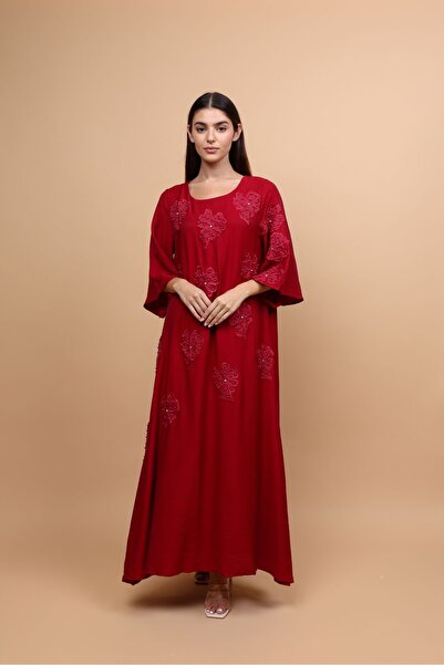 IKKXA Applique Flowers Crystal Details Jalabiya