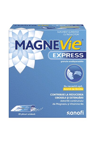 OEM MagneVie Express, 150 mg magneziu + 0,7 mg vitamina B6, 20 pliculețe