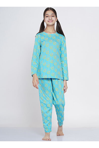 LAUREN SMITH طقم بيجامة للبنات بأكمام طويلة مع بنطلون، طقم بيجامات قطني مطبوع...