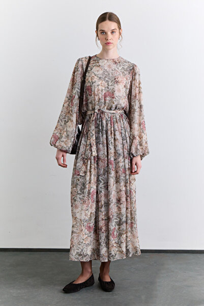 Manuka Wide Sleeve Patterned Dress Bouquet