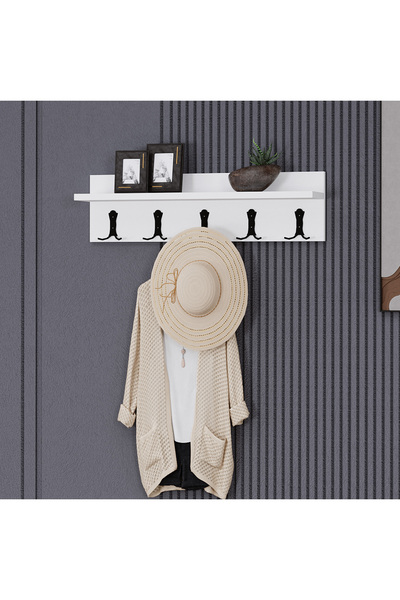 Kalender Dekor Mami 5 Askılı Duvar Askılığı Duvar Rafı Elbise Askılığı Anahta...