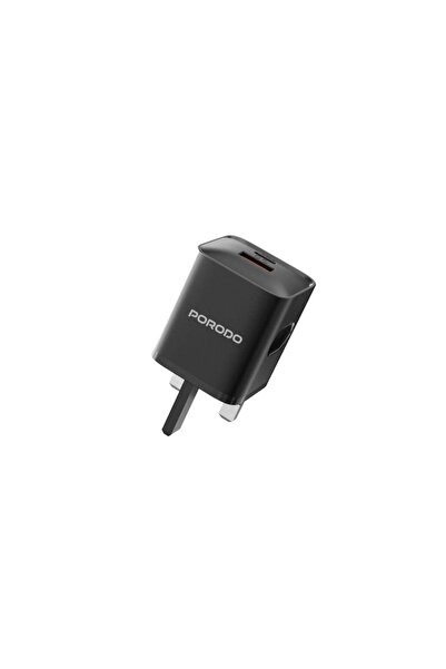 porodo Dual Port Wall Charger UK with USB-C to USB-C Cable, PD 20 W, QC 20 W,...