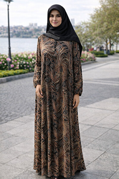 VİZYON Şal Desen Viskon Tesettür Elbise