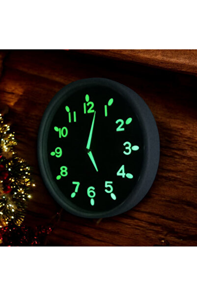 Bahat Fosforlu Karanlıkta Parlayan Kabartma Rakam Bombeli Cam Duvar Saati Çap...