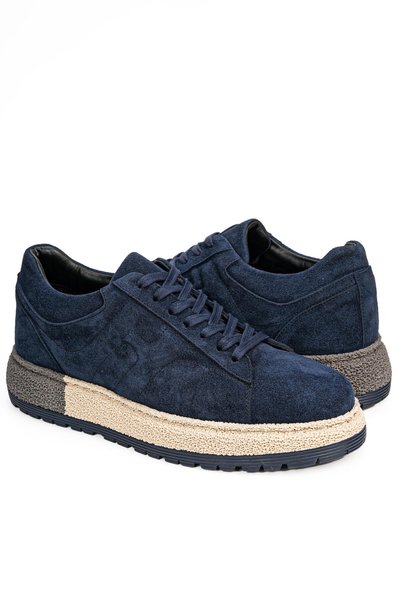 Byterre Bastille Genuine Leather Handmade Men's Navy Blue Casual Sneaker