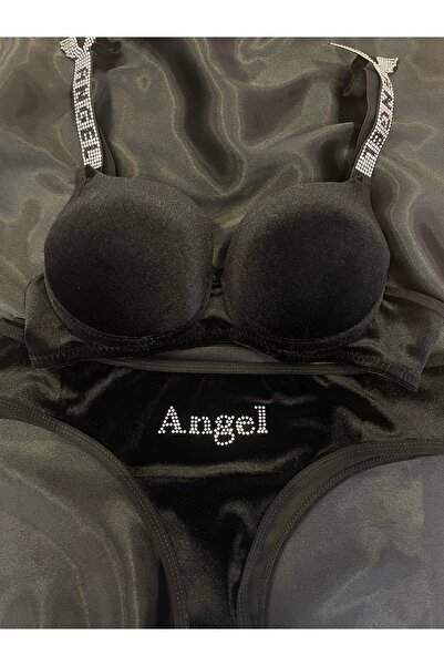 Dantelya Homewears KADİFE ANGEL TAŞLI SÜTYEN TAKIMI