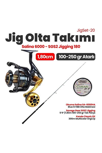 Okuma Salina SA-6000HA Olta Makinesi- Savage Gear SGS2 Jigging 180 cm 100-250...