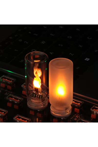 irecay Mini USB Amber Işık | Retro Cam Efektli Sıcak Işık | Dekoratif Gece La...