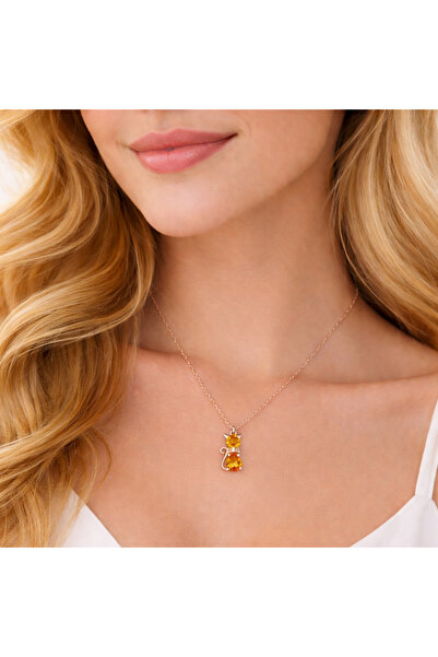 Soleildor 925 ayar Orijinal Gümüş Kişiye Özel Papyonlu Kedi Doğum taşı Gümüş ...