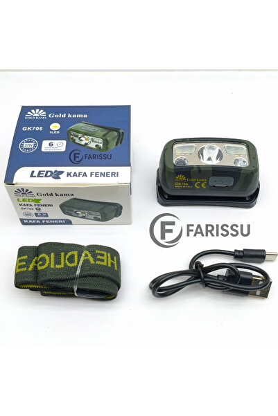 farissu GK706 Sensörlü 2000 Lümen Şarjlı LED Kafa Feneri – 7 Işık Modu – Ultr...