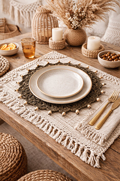 SİMAYMODDA HASIR SUPLA / SUPLA / SUNUMLUK SUPLA / KAHVERENGİ (1 ADET)