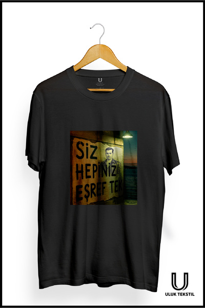ULUK TEKSTİL Black Printed Unisex T-Shirt – You Are All Honored with the Same...