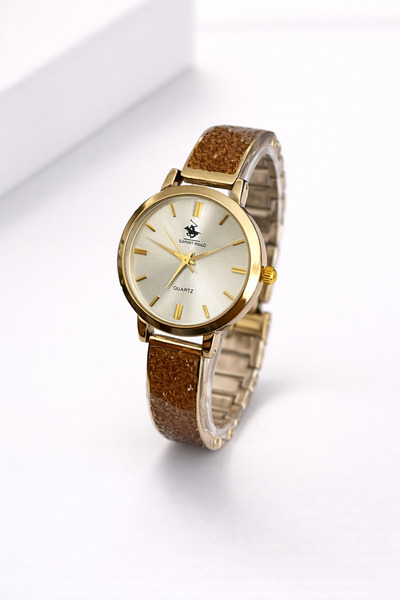 G Sport POLO Stone Detailed Metal Women's Wristwatch