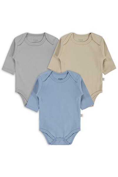 Civil Baby Basıc 3 Lü 0-36 Ay Çıtçıtlı Badi - Kahverengi 18-24 Ay